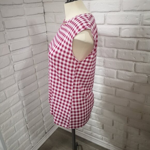 Liz Claiborne Ladies Size Medium Dark Pink & White Checkered Sleeveless Tank Top - Picture 4 of 7